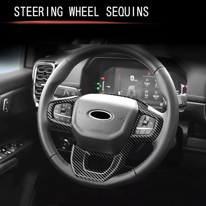 Декоративная отделка рулевого колеса автомобиля из углеродного волокна с рисунком ABS для Ford Ranger 2023
