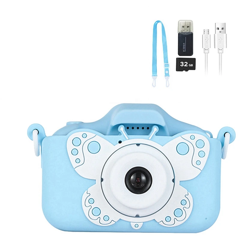 Детская камера, цифровая камера для детей, игрушечная детская фото-видеокамера с SD-картой на 32 ГБ для девочек и мальчиков