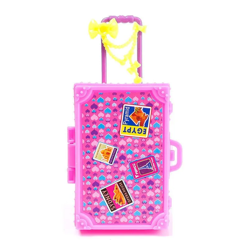 Детский игрушечный Пластиковый 3D Милый дорожный чемодан, багажник, сундук для кукольного домика Барби, Подарочные игрушки, мебель для кукольного домика