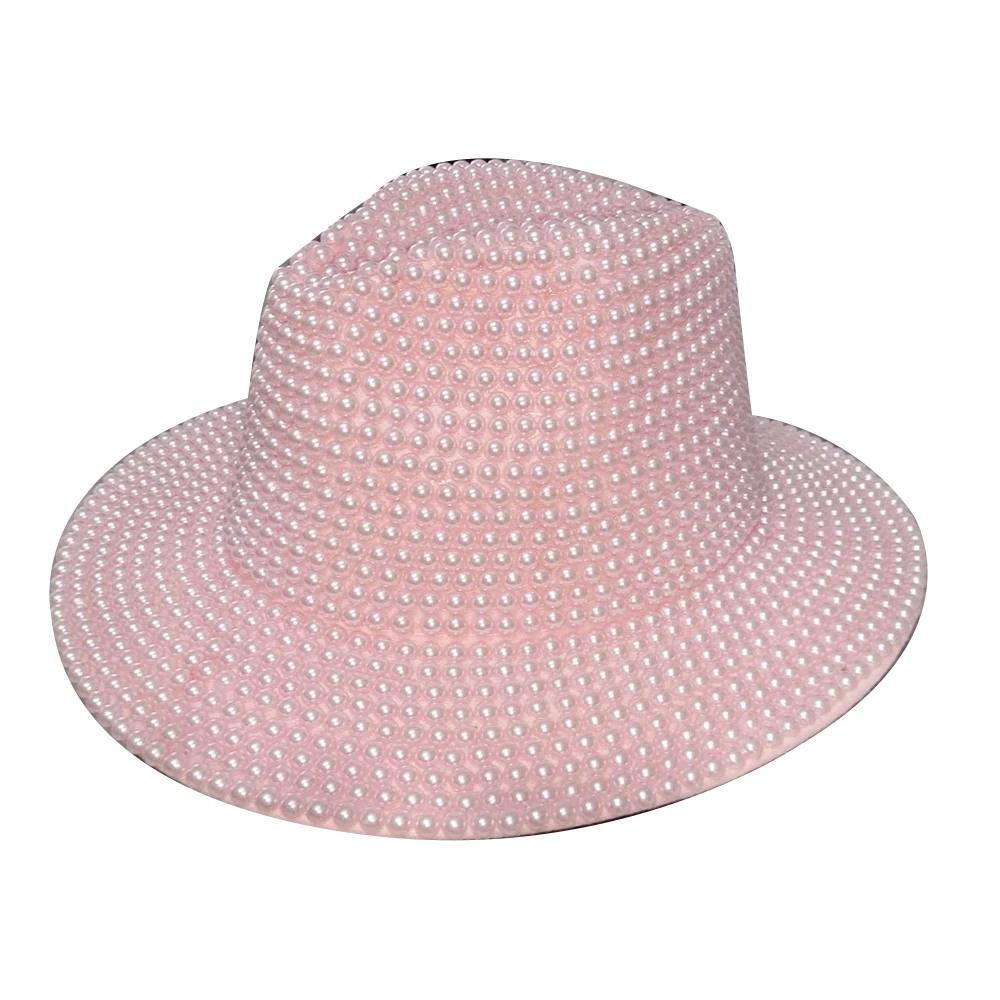 Джазовая шляпа Fedorahat в Британском ретро-стиле, Универсальная Женская Высокая шляпа, Модная Осенне-Зимняя Элегантная Панама С жемчугом