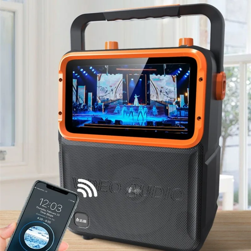 Динамик Square Dance с 6-дюймовым HD-экраном, беспроводной Bluetooth, Портативный аудиоплеер U Disk TF Card, MP3-видеомагнитофон MP4, Сабвуфер