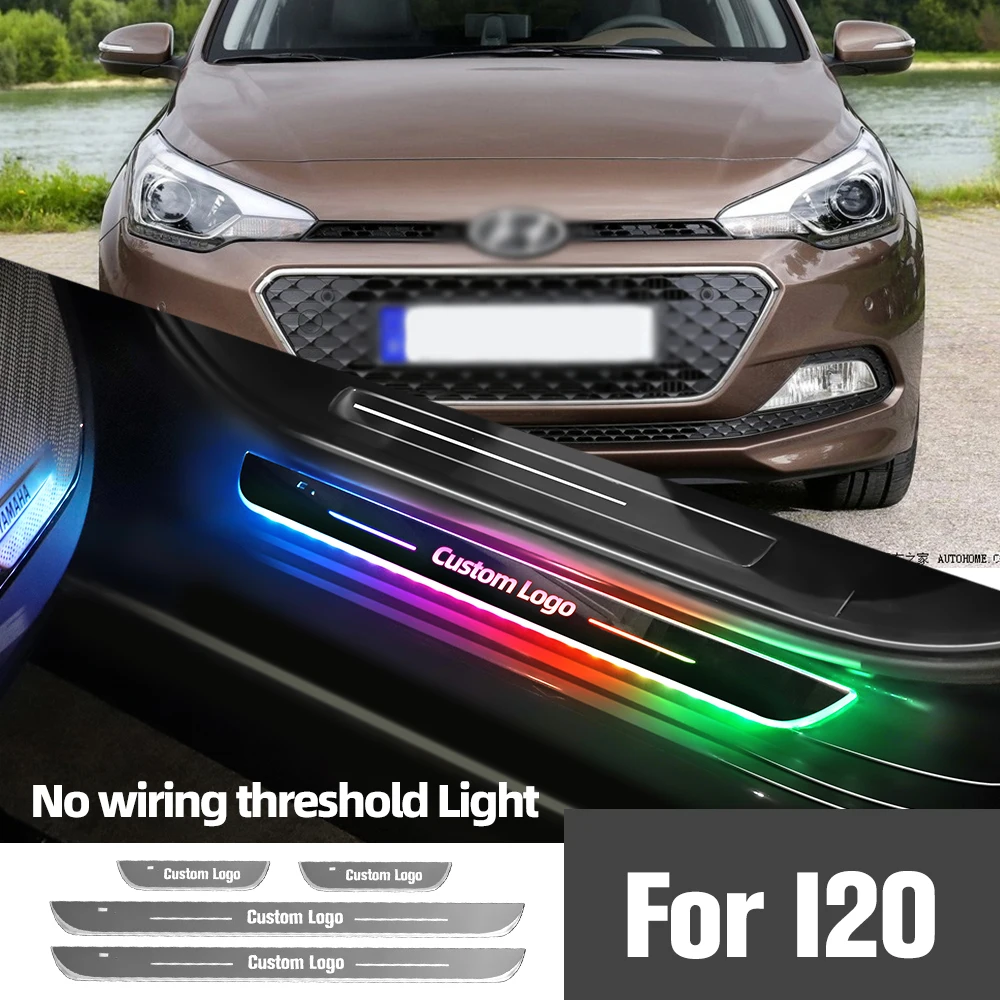 Для Hyundai I20 2008-2023 2012 2014 2018 2020 Подсветка порога автомобиля с индивидуальным логотипом, светодиодная лампа для педали Порога Приветствия, Аксессуары