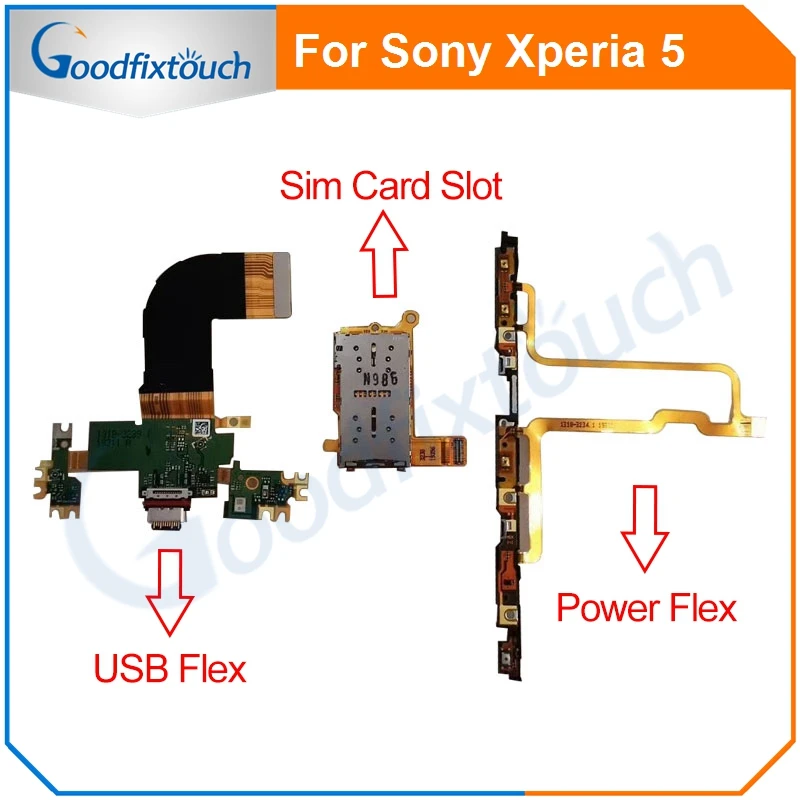Для Sony Xperia 5 X5 USB зарядное устройство, док-станция для зарядки /Слот для sim-карты, лоток для чтения, держатель /Боковая клавиша регулировки громкости, Гибкий кабель