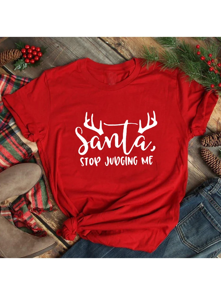 Женская рождественская футболка с принтом рогов Санта-Клауса, короткий рукав, Футболки с рождественским рисунком в стиле Харадзюку, Подарок на фестиваль, женские футболки, топы 2020 года