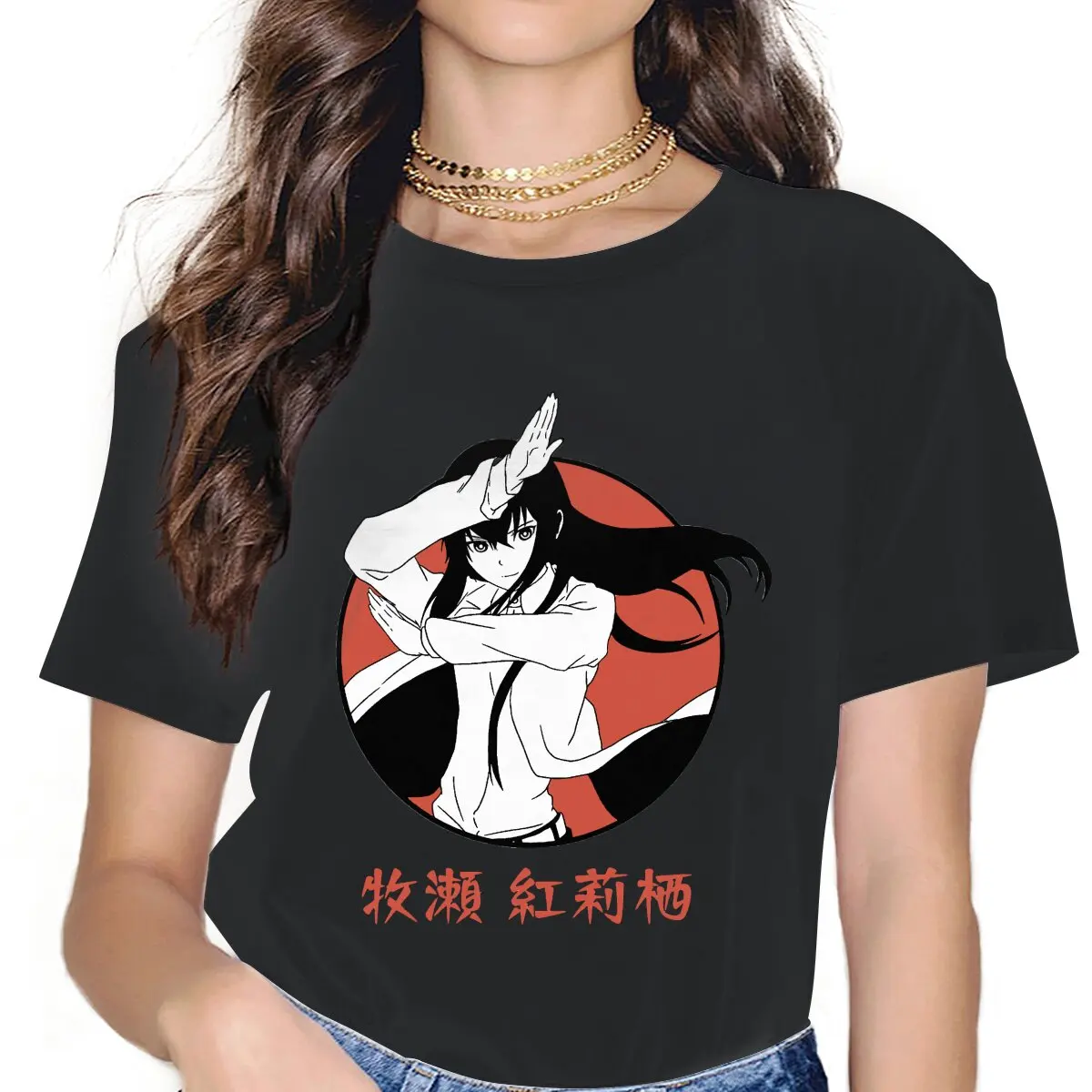 Женские крутые футболки Kurisu Makise, одежда из аниме Steins Gate, забавная футболка с круглым вырезом и коротким рукавом, футболка в подарок на день рождения