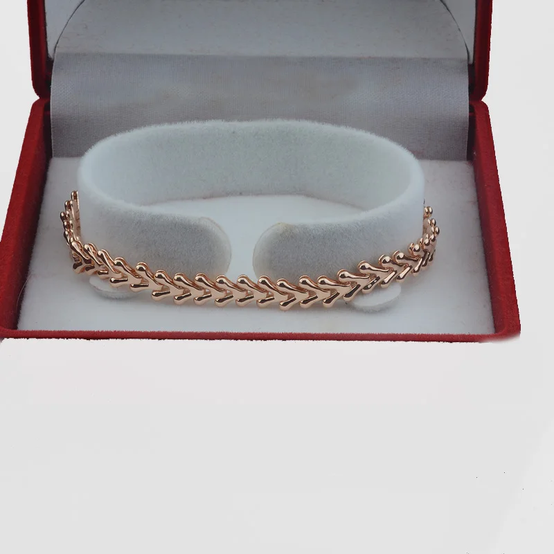 Женский браслет-цепочка из розового золота 6 мм 585 пробы с V-образным вырезом и цепочками 20 см 8 дюймов для мальчиков