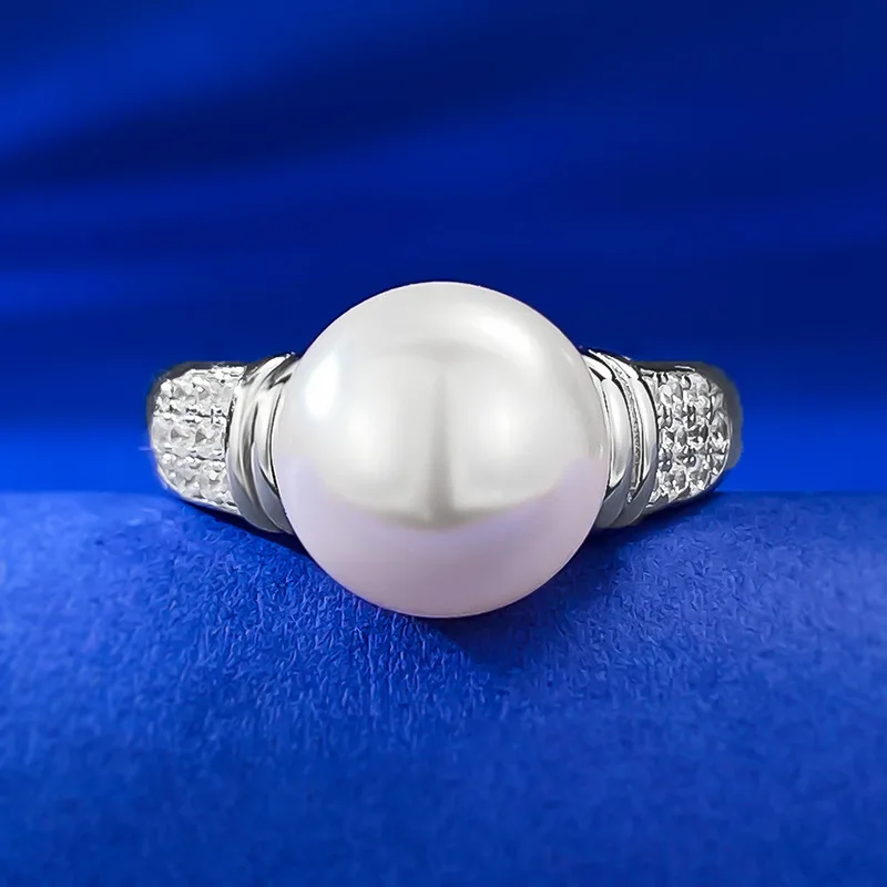 Женское кольцо TKJ Really из серебра 925 пробы с жемчугом 10 мм, нежные свадебные украшения для новобрачных, коктейльная вечеринка Оптом