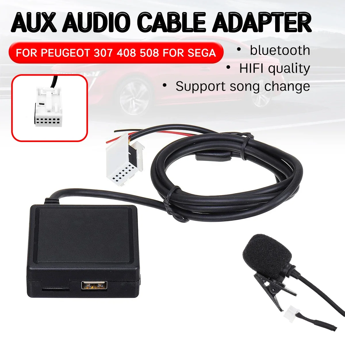 кабель приемника Bluetooth Aux с USB, микрофоном, адаптером громкой связи Aux Для Peugeot 207 307 407 308 Для Citroen C2 C3 RD4