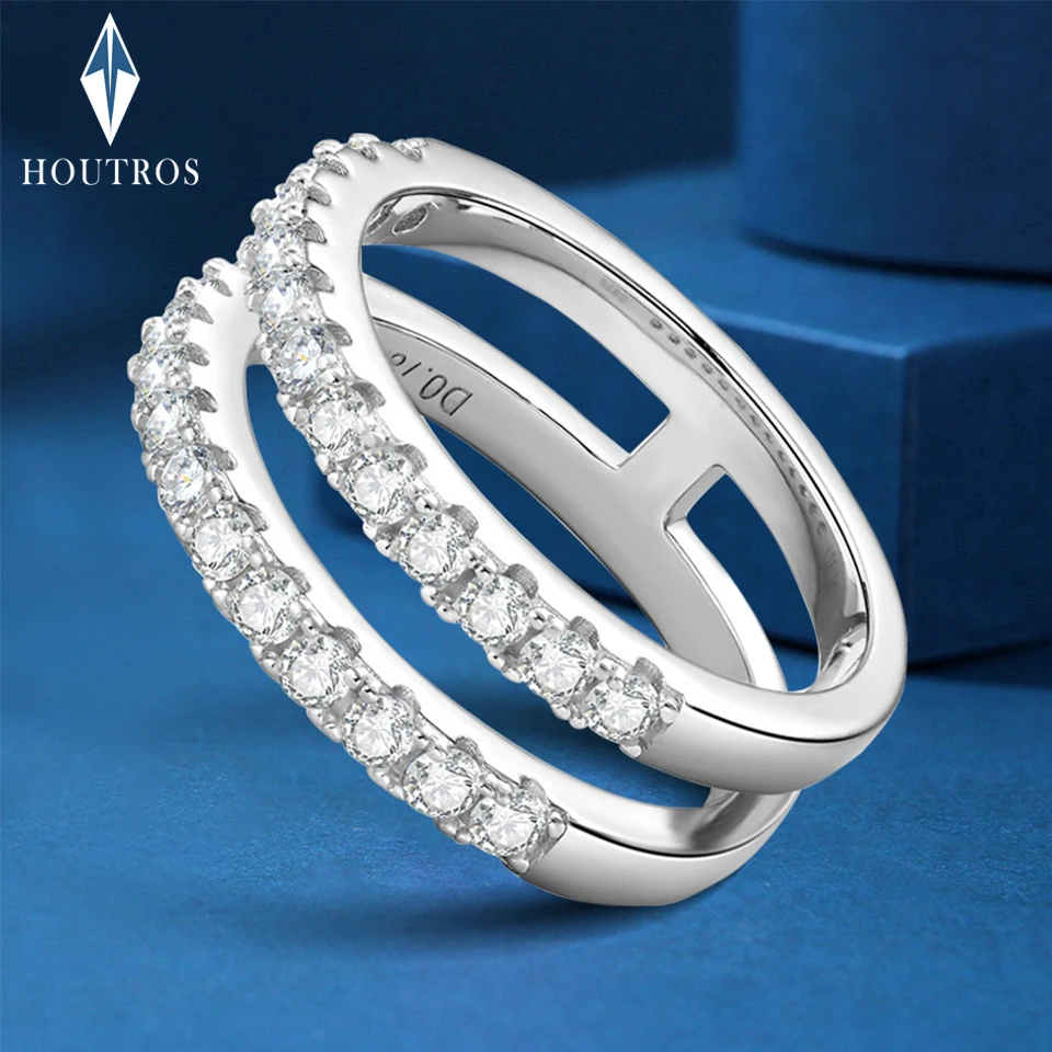 кольцо с муассанитом толщиной 2 мм для женщин D Color VVS1 Винтажные Двухрядные обручальные кольца для помолвки S925 Ювелирные изделия из стерлингового серебра в подарок