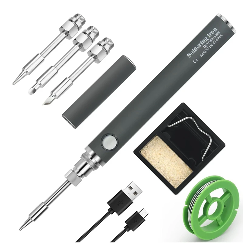Комплект беспроводного паяльника, перезаряжаемая металлическая электронная ручка для сварки с 3 наконечниками