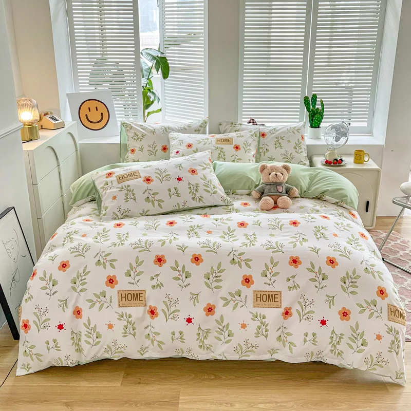 Комплект постельного белья из чистого хлопка на кровать из четырех частей, стеганое одеяло для одного человека, простыня для студенческого общежития, стеганое одеяло, 3 шт.
