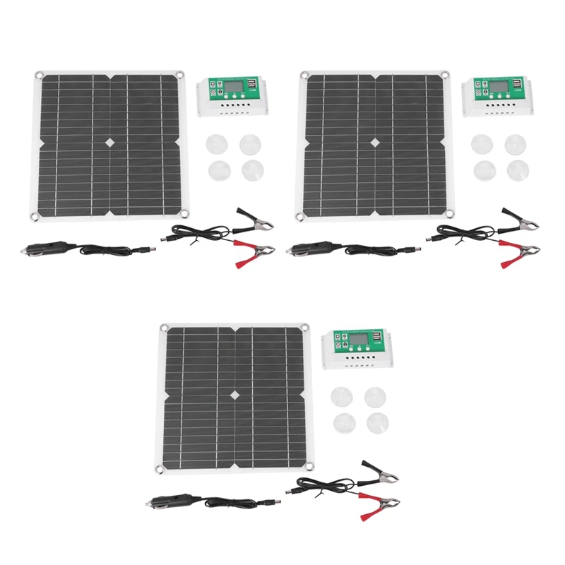 Комплект солнечных панелей 3X12 Вт, зарядное устройство 60A 12V с контроллером, лодка-караван