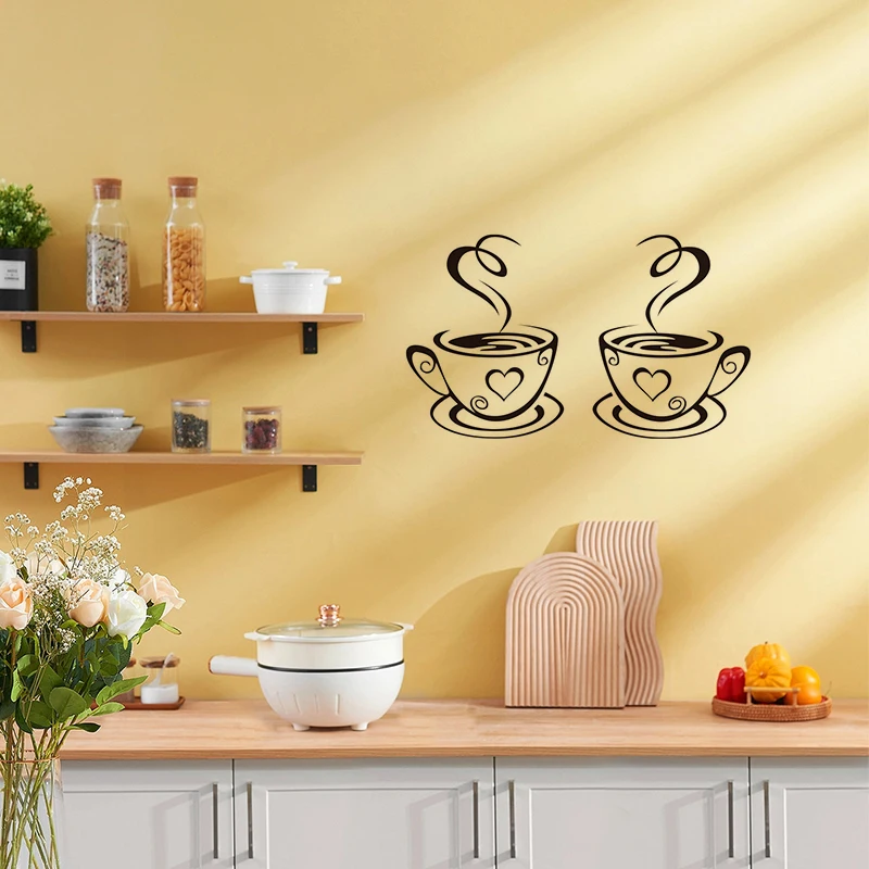 Креативная простота, наклейки на стену в виде кофейной чашки, украшение кухни для дома, гостиной, спальни, декоративные наклейки на стену 