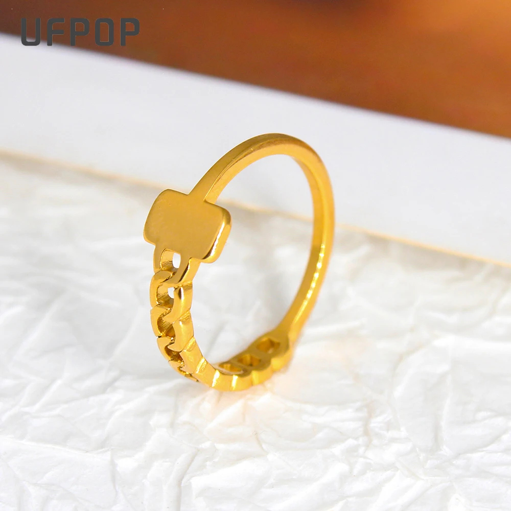 Круглое неправильной формы Простое кольцо из нержавеющей стали Оливковая ветвь Обручальное кольцо с покрытием из золота 18 карат Модные ювелирные изделия Женское кольцо