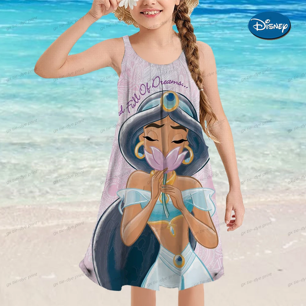 Летнее платье Disney для маленьких девочек, новое детское пляжное платье принцессы Моаны, детское праздничное платье из мультсериала без рукавов с круглым вырезом.