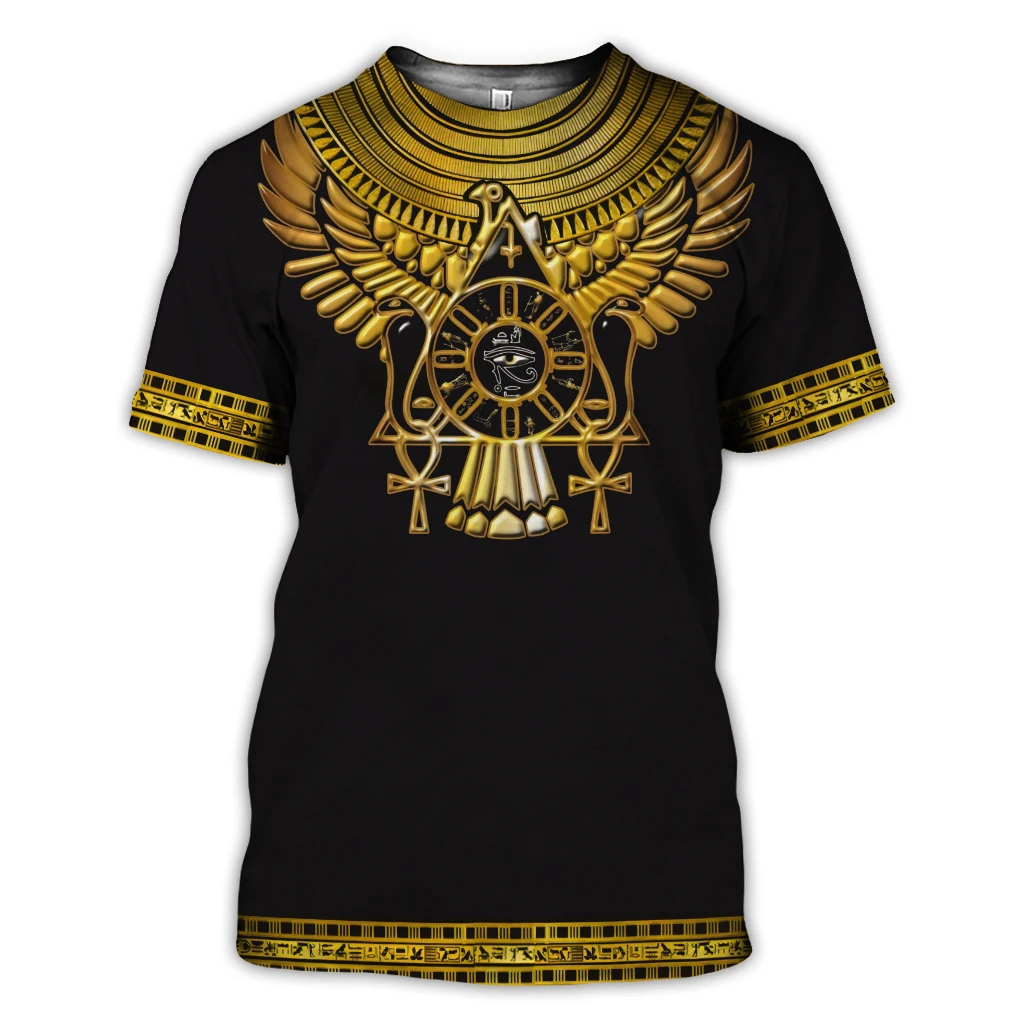 Летняя трендовая мужская футболка Egyptian God Eye Horus с 3D принтом Street Harajuku, повседневная рубашка с коротким рукавом и круглым вырезом большого размера, качественная рубашка большого размера