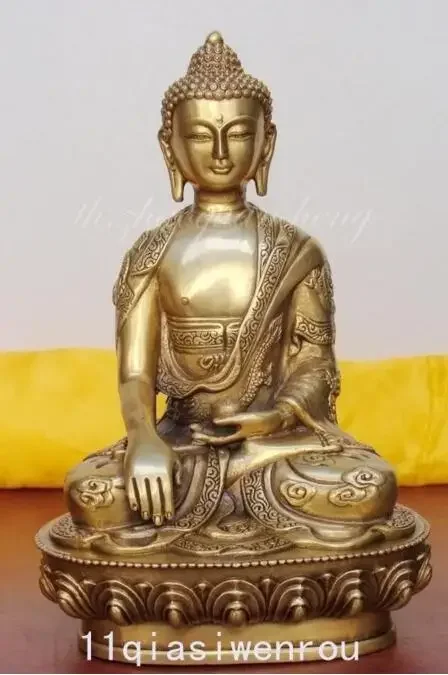 Медная статуя Тибета Тибетский будда шакьямуни бронза На спине резной дракон статуя будды металлическая поделка