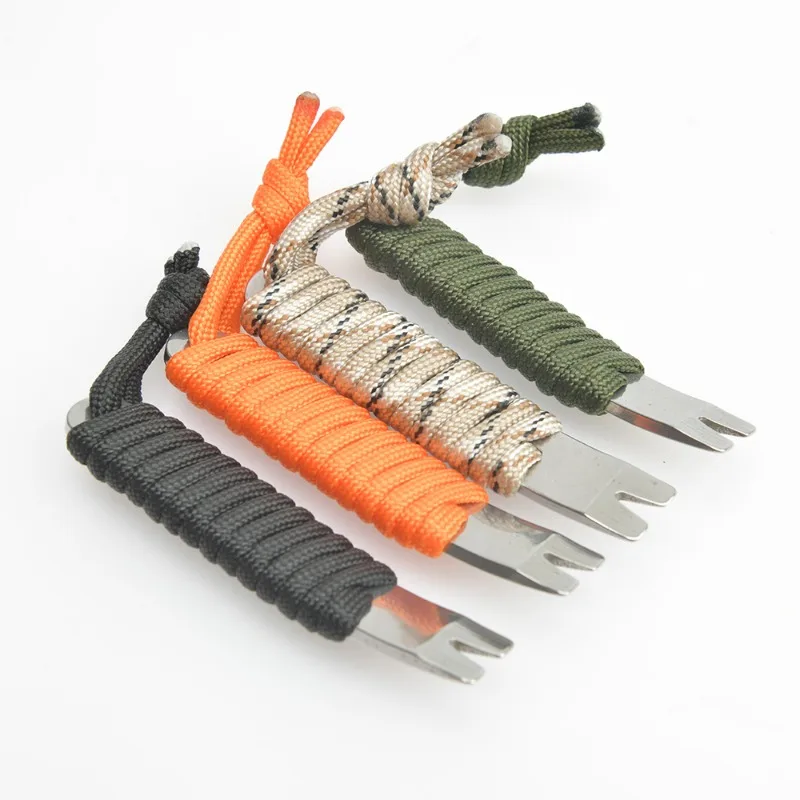 Мини-карманная версия для плетения из паракорда ручной работы, Лом из нержавеющей стали, Скребок в форме рукоятки, Моталка для ногтей, Брелок для ключей