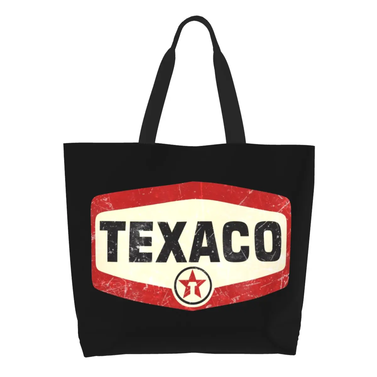 Многоразовая винтажная сумка для покупок с логотипом Texaco, женская холщовая сумка-тоут, прочные сумки для покупок продуктов.