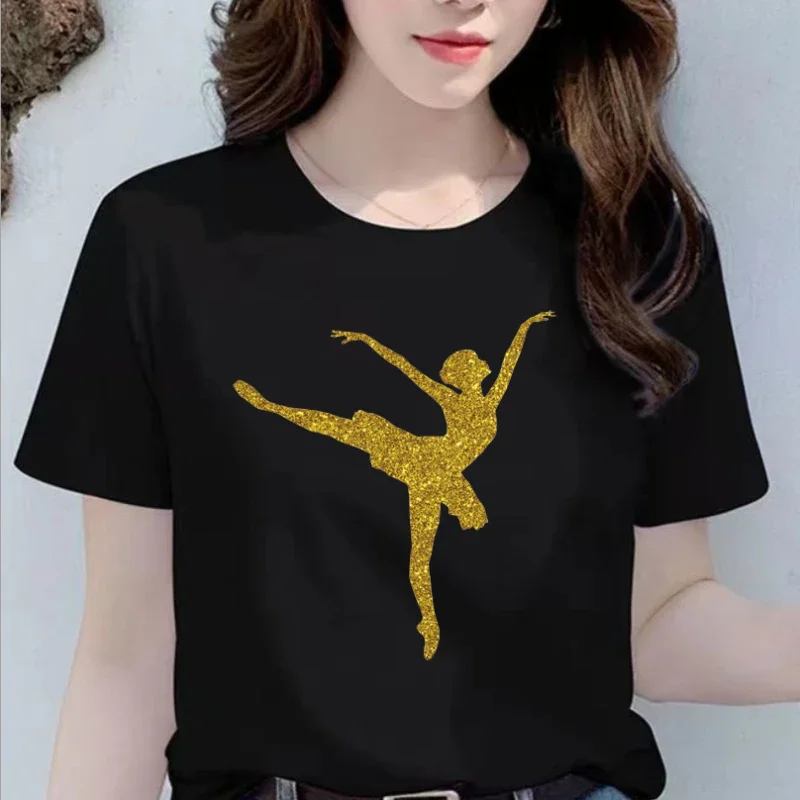 Модная Женская футболка с буквенным принтом Born To Dance, Повседневная Танцевальная Балетная Летняя Футболка Harajuku С Круглым вырезом, Camisas Mujer TEE