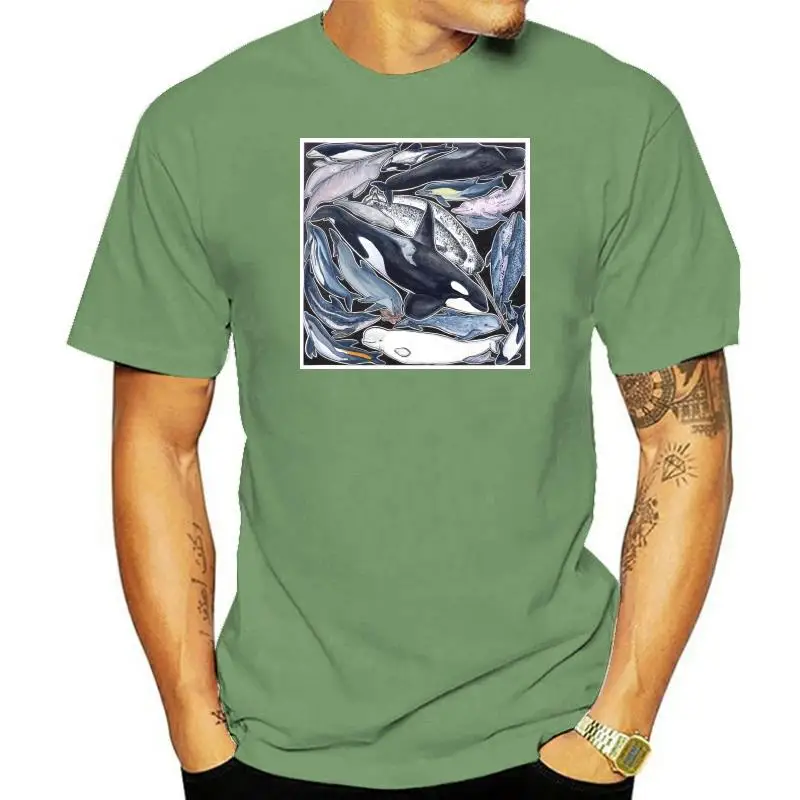 Мужская футболка 3D Одежда Family Dolphin Beluga Narwhal Повседневная футболка с круглым вырезом из 100% хлопчатобумажной ткани, топы и тройники с короткими рукавами, летние футболки