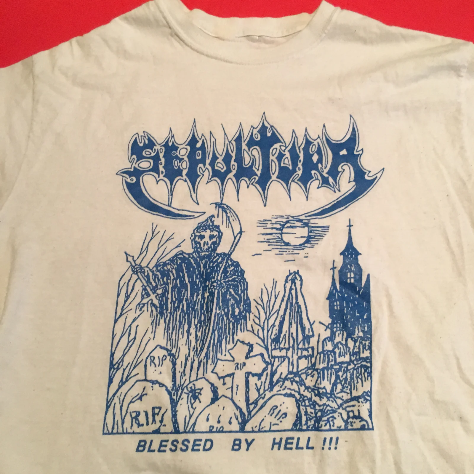 Мужская футболка Sepultura Blessed By The Hell, белая, с коротким рукавом, все размеры JJ744