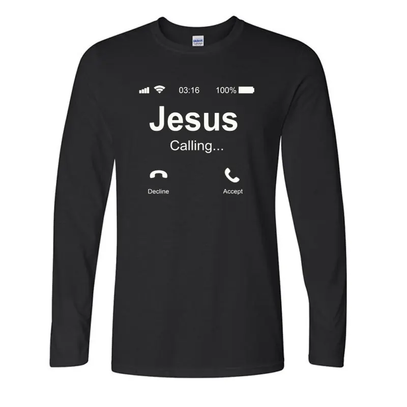 Мужская футболка с длинным рукавом Jesus is Calling Christian - Уникальная забавная футболка для мужчин, Новейшие Футболки, Модные Мужские футболки из хлопка