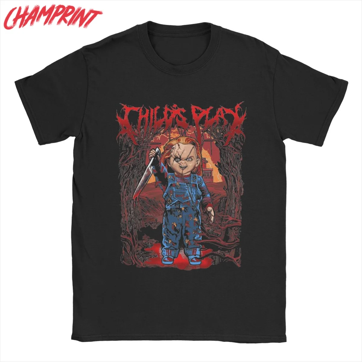 Мужские футболки Child's Play Chucky, хлопчатобумажная одежда, забавные футболки с коротким рукавом и круглым воротником, идея подарка, футболка