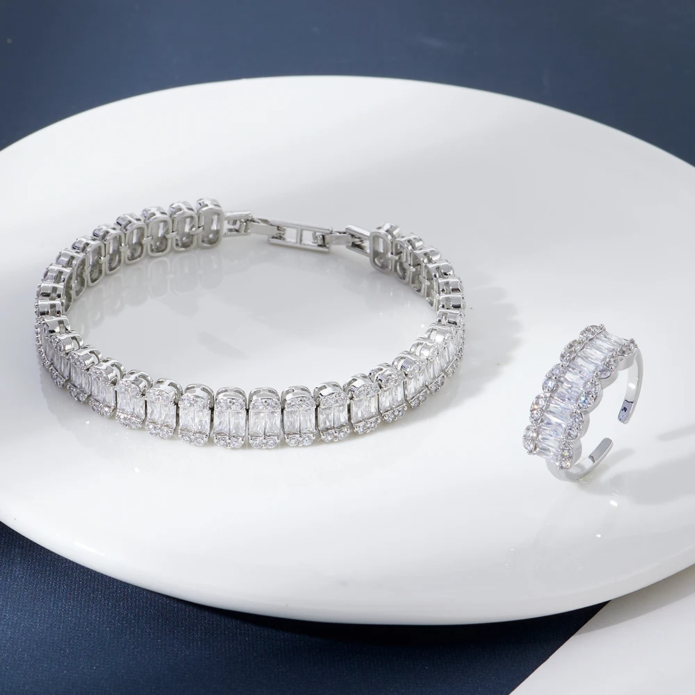 Набор колец-браслетов TIRIM для женщин, браслет-кольцо с кубическим цирконием, 2 шт., Модные свадебные украшения в Дубае, аксессуары для свадьбы
