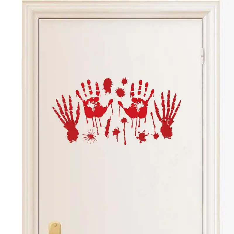 Наклейки с кровавым отпечатком руки Украшения для Хэллоуина Жуткие наклейки Наклейки ужасов для окон, стен, полов, внутренней / наружной отделки