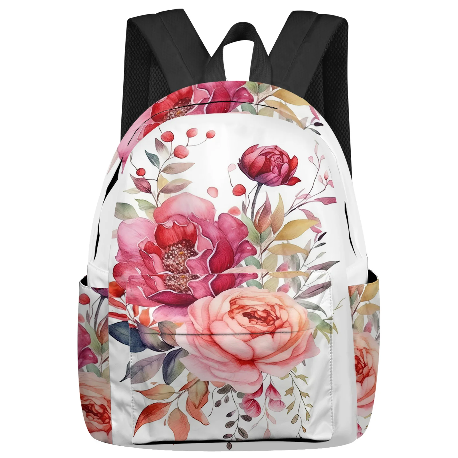 Наложение бутонов цветов и листьев, студенческие школьные сумки, Ноутбук, Изготовленный на заказ рюкзак для мужчин, женщин, Женский дорожный рюкзак Mochila
