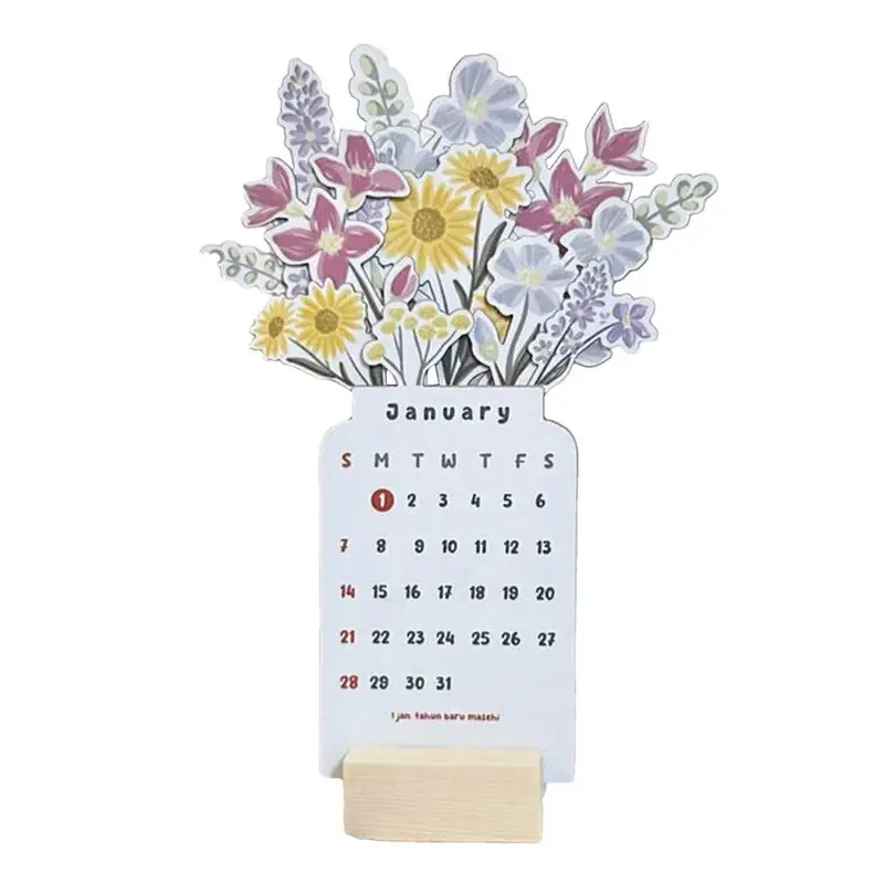 Настольный календарь с цветами на 2024 год Красивый Ежемесячный Настольный календарь На 2024 Планируемый Год Планировщики для обеденного стола Прикроватный Компьютер