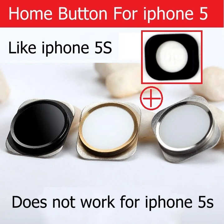 Новая кнопка OK Home для iPhone 5 Кнопка Home с металлическим кольцом Выглядит как кнопка возврата 5S с заменой силиконовой прокладки