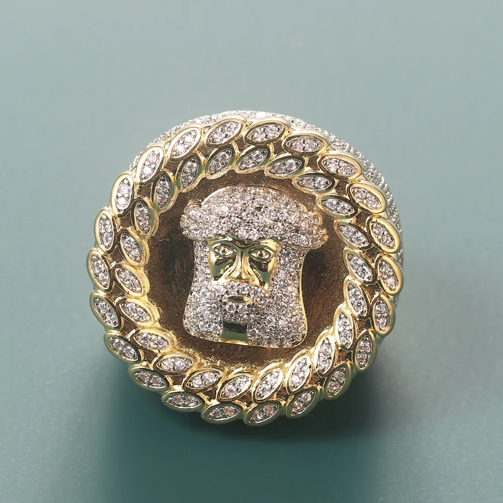 Новое круглое мужское кольцо в стиле ретро, персонализированное хип-хоп кольцо с микро-цирконием, ювелирные изделия