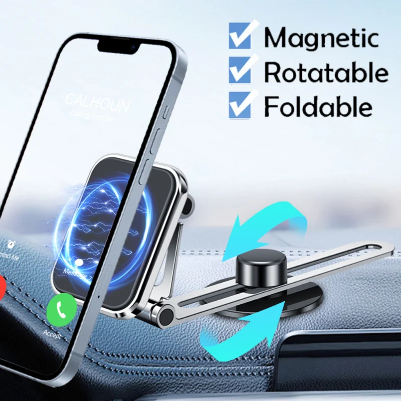 Новый Магнитный Автомобильный держатель для телефона, вращающийся на 360 градусов, Скрытый Складной дизайн, универсальный кронштейн для GPS-навигации, подставка для iPhone 13 14