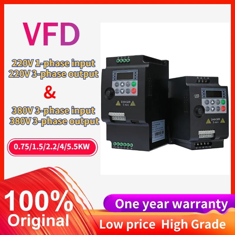 НОВЫЙ частотно-регулируемый привод VFD мощностью 1,5/2,2 кВт 0.75/4/5.5 преобразователь мощности 1 л.с. или 3 л.с. Вход 3 л.с. Выход 220 В 380 В преобразователь частоты