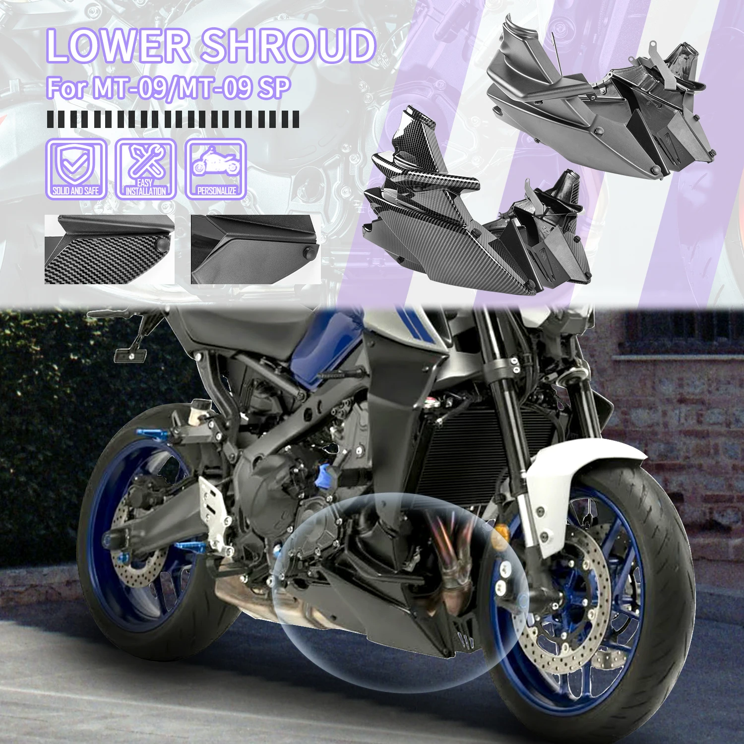 Обтекатель Нижнего Спойлера Двигателя Для Yamaha MT09 MT 09 SP 2021-2024 Tracer 9 Мотоциклетный Обтекатель Для Нижнего Спойлера Двигателя Для Yamaha MT09 MT 09 SP 2021-2024