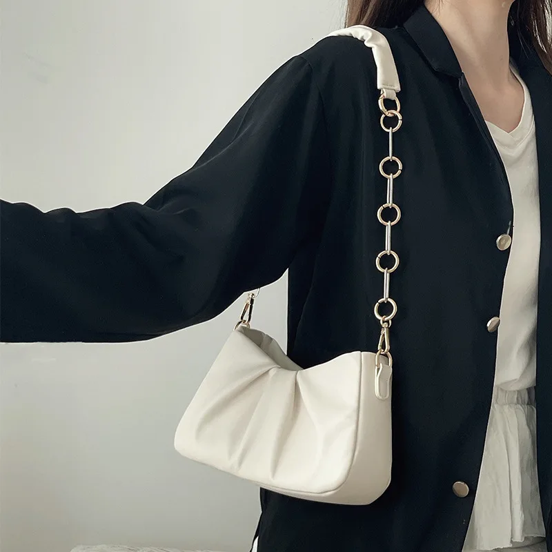 Однотонная плиссированная сумка Cloud 2023, Новые универсальные плиссированные сумки подмышками, Модный нишевый дизайн, сумки на одно плечо, женская сумка