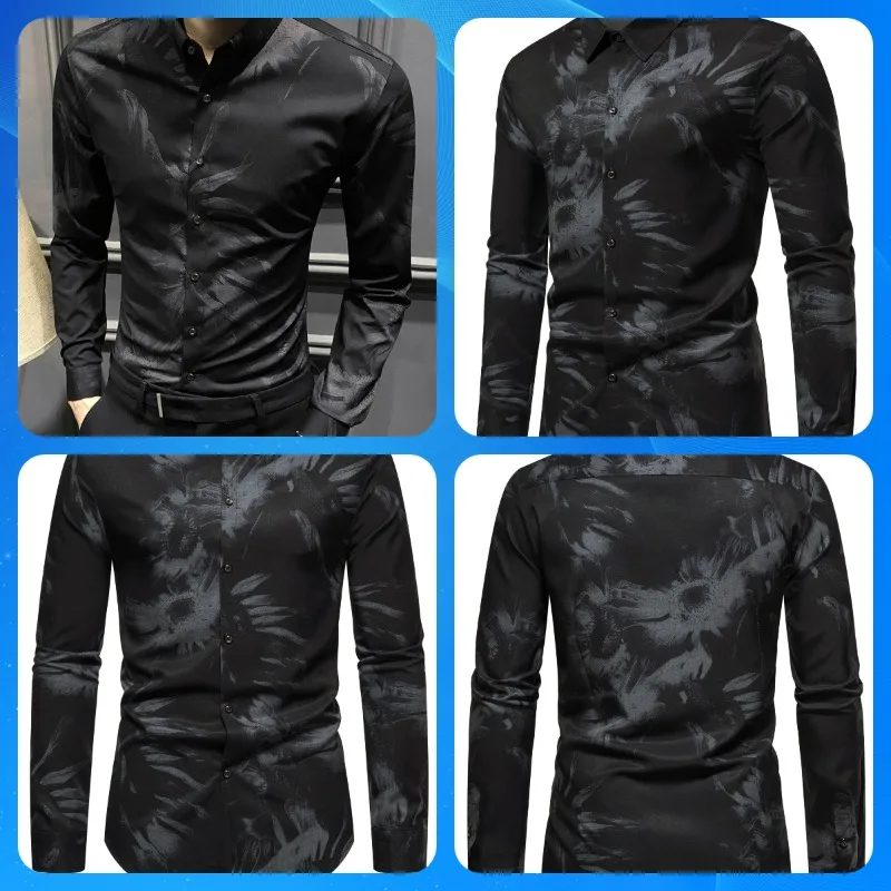 Осенний бестселлер, новый модный воротник-поло с принтом halo dye для мужских рубашек с длинными рукавами