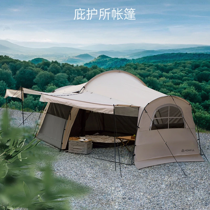 Палатка-туннель для кемпинга Водонепроницаемая, с одной спальней и одной гостиной, палатка-убежище для семьи на открытом воздухе