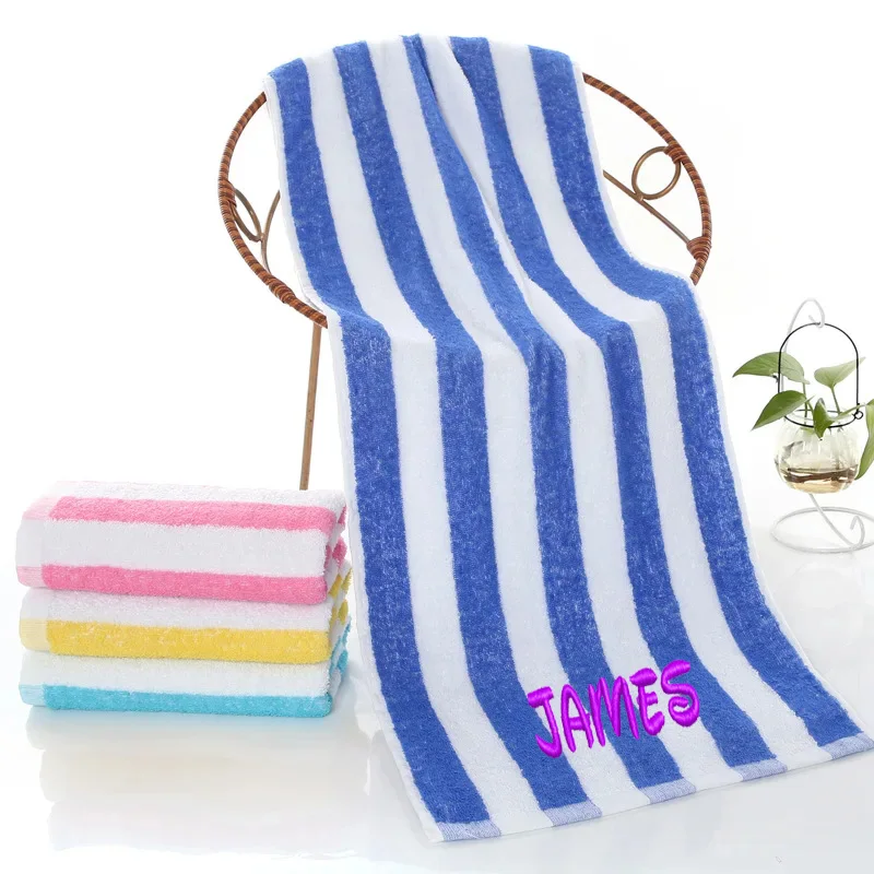 Персонализированное полотенце с вышивкой 70 * 140 см, полотенце для бассейна, полотенце для ванной комнаты, Банное полотенце с пользовательским названием из одной буквы