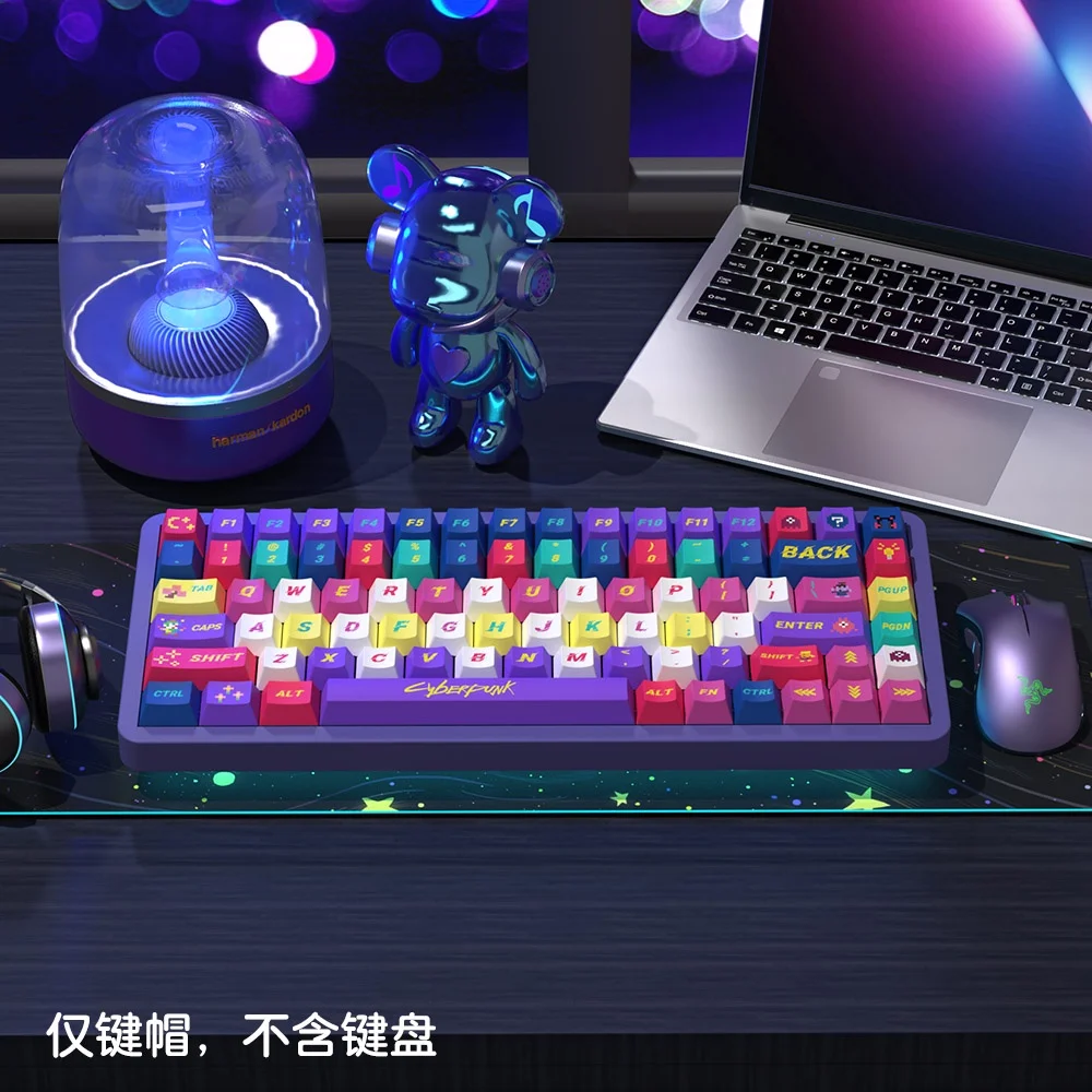 Персонализированный колпачок для клавиатуры Cyberpunk Color 138/158 клавиш PBT С пятисторонней сублимацией, Вишневый профиль, Механическая клавиатура Keycap