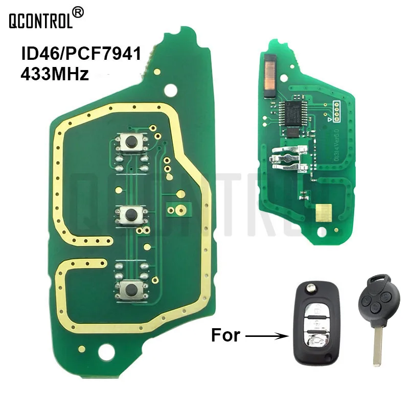 Печатная Плата Дистанционного Ключа Автомобиля QCONTROL для Mercedes Benz Smart Fortwo 451 Auto Control Alarm 433 МГц ID46 (PCF7941) Чип