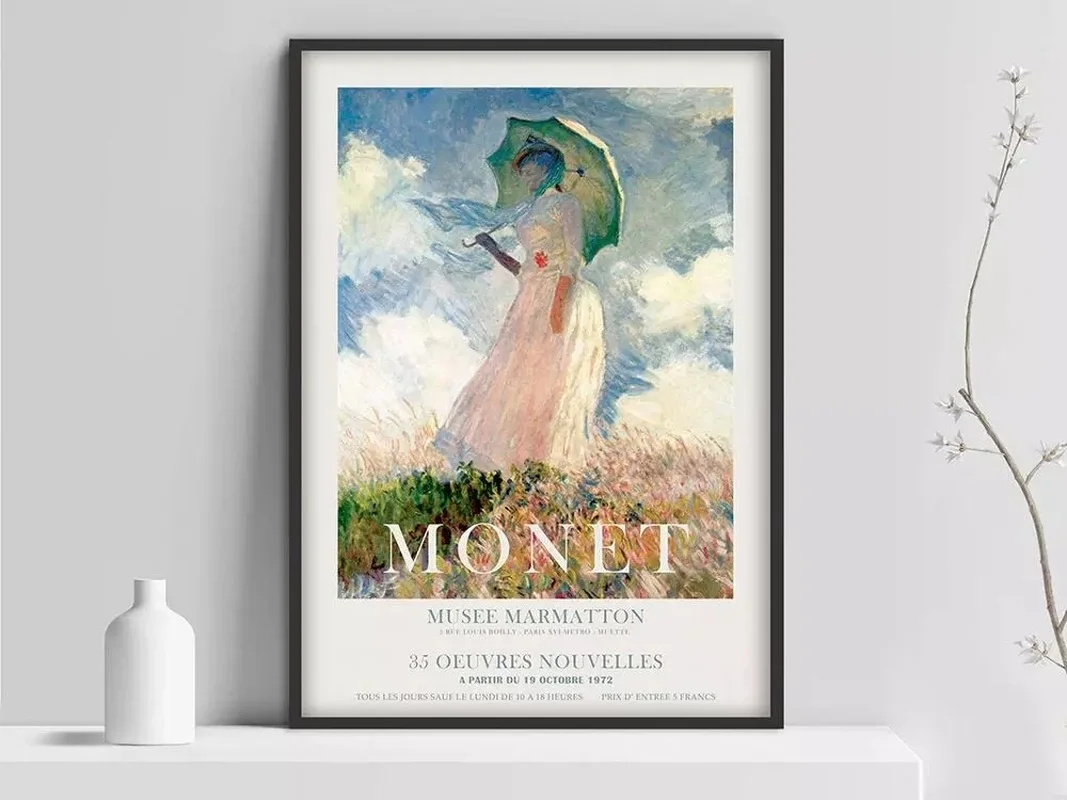 Плакат Клода Моне, Женщина с зонтиком, Плакат художественной выставки, Принт Клода Моне, Выставочный арт-принт, Арт-принт