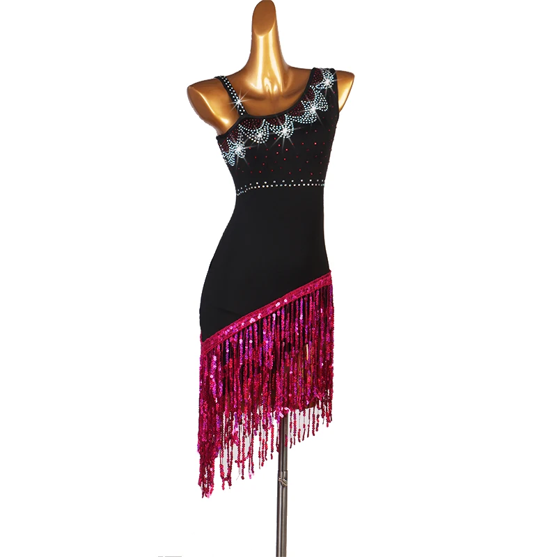 Платье для латиноамериканских выступлений с блестками и кисточками, платье для танцев Румба Чача, большой Настраиваемый Новый продукт