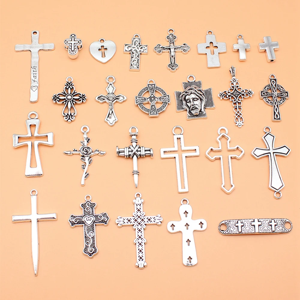 Подвески в виде креста, ожерелье, принадлежности для изготовления ювелирных изделий 25 шт./компл.