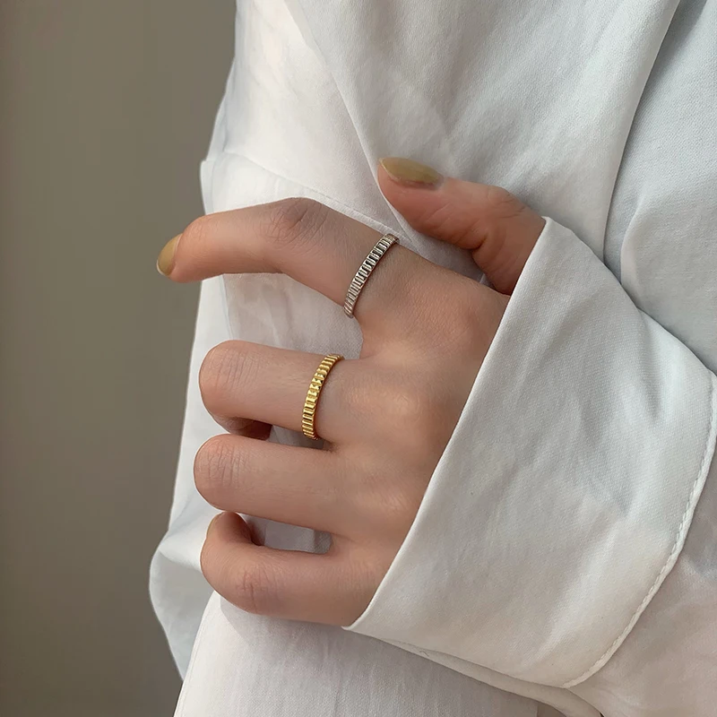 Полосатый орган, золотой указательный палец, Регулируемые кольца серебряного цвета Для женщин, модные Простые ювелирные изделия, подарки