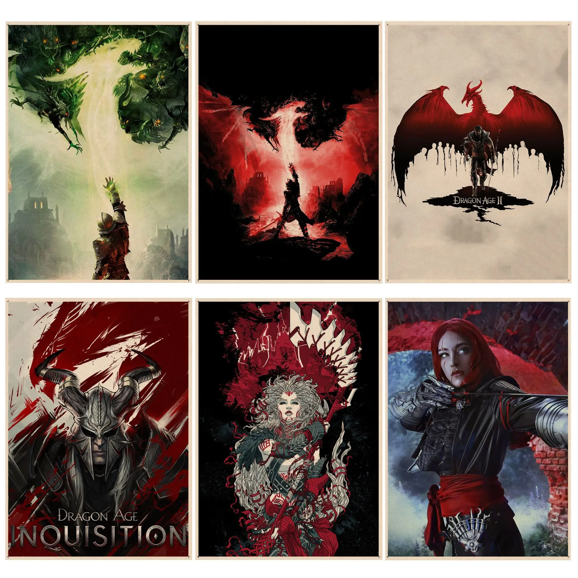 Постеры фильмов Dragon Age Inquisition Винтажный Декор бара и кафе Эстетическое Искусство Настенная Роспись