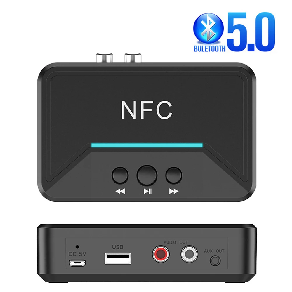 Приемник NFC Bluetooth 5.0 3,5 мм Разъем AUX RCA Беспроводной адаптер Hifi Автоматический автомобильный комплект Bluetooth аудиоприемник