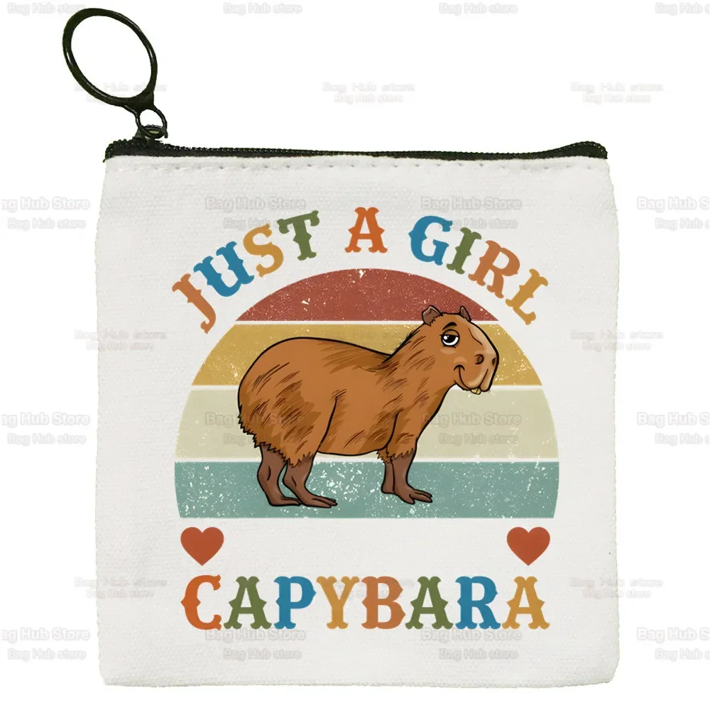 Простой кошелек для монет Capybaras Студентка, просто девушка, которая любит парусиновые капибары, симпатичную сумку для ключей, мини-клатч, маленький кошелек